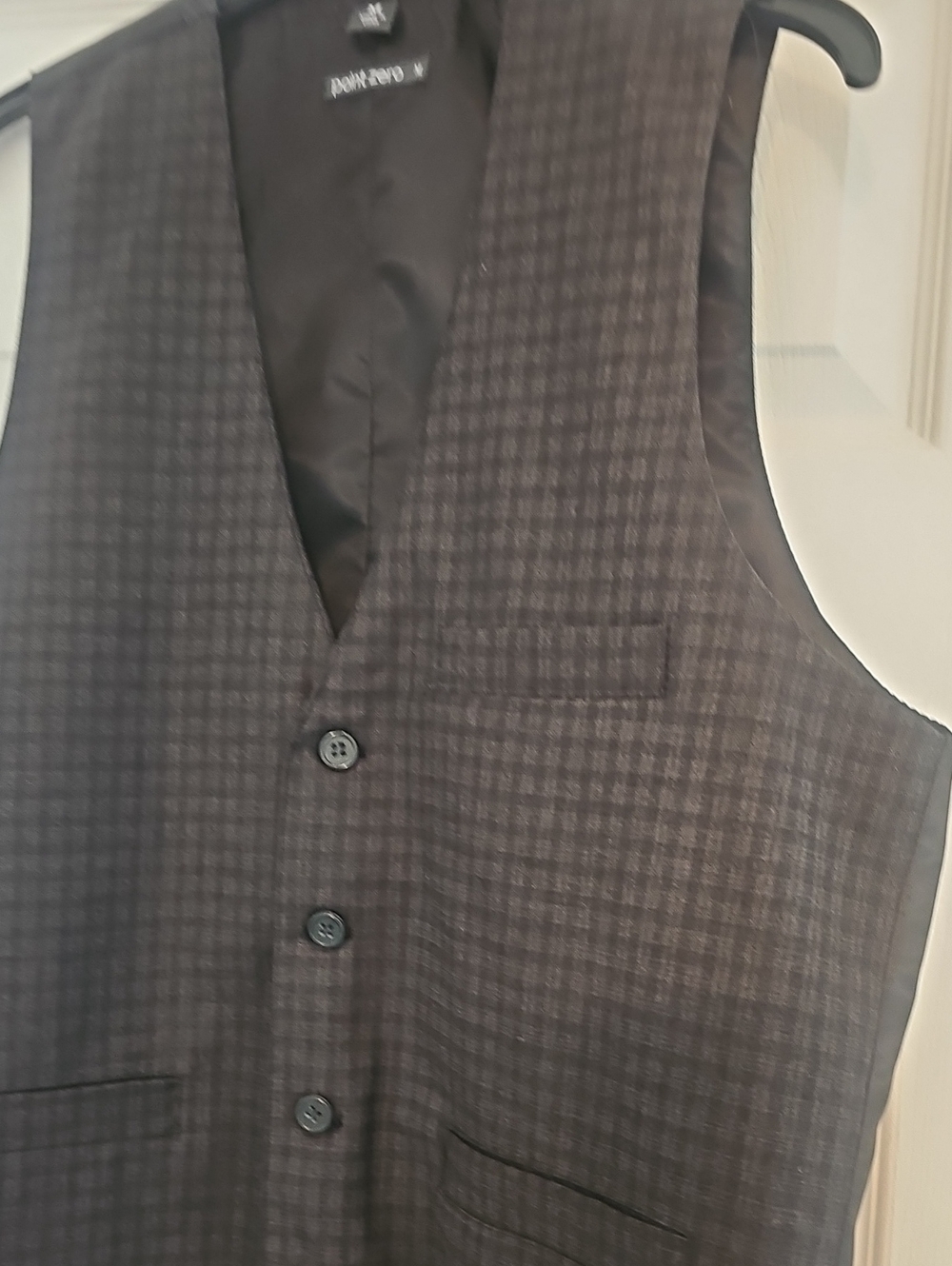 Men's Gray Check Polyester and Rayon Blend Vest - Classic Tailored Style